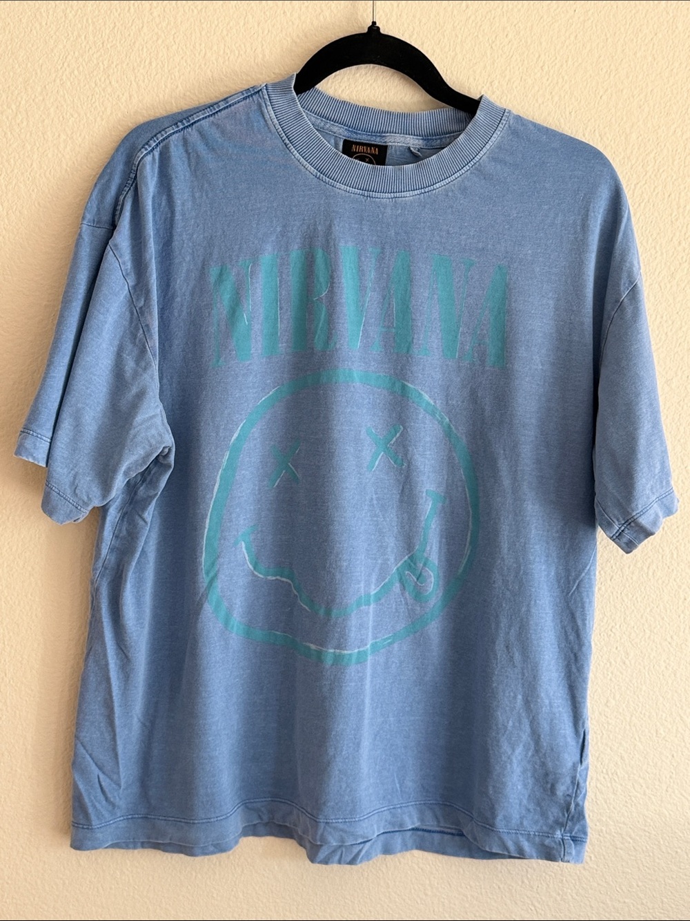 NIRVANA Light Blue Tee with Teal Graphic